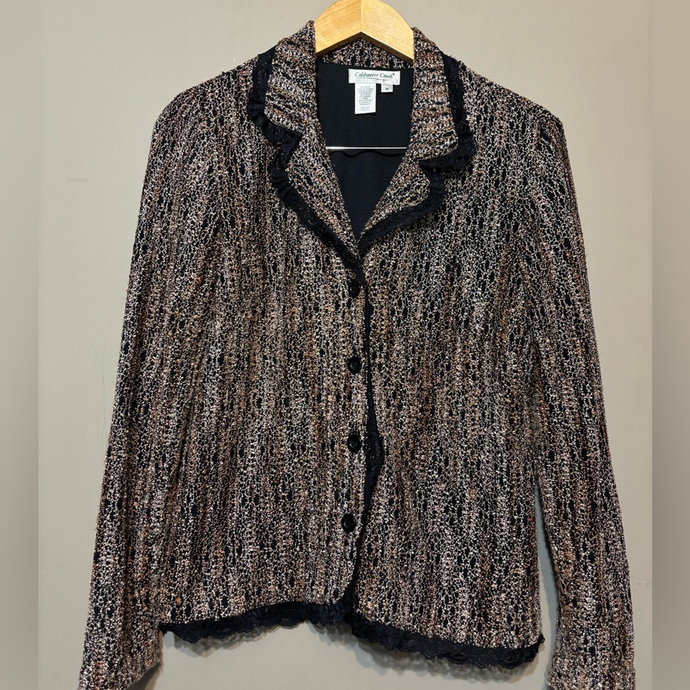 COLDWATER CREEK Vintage Lace-Trim Blazer Sweater